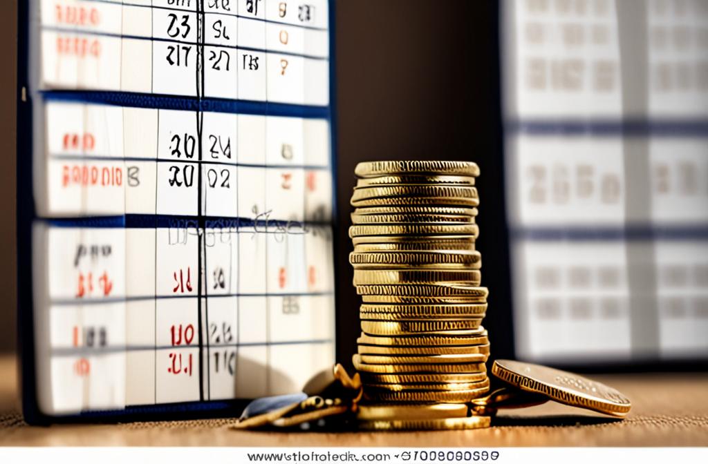 calendar and stacked coins cash flow planning