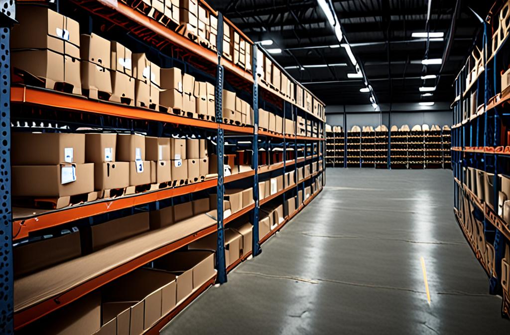dark warehouse shelves ecommerce