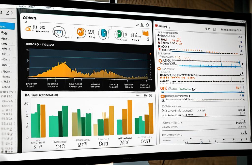 analytics dashboard charts on a monitor