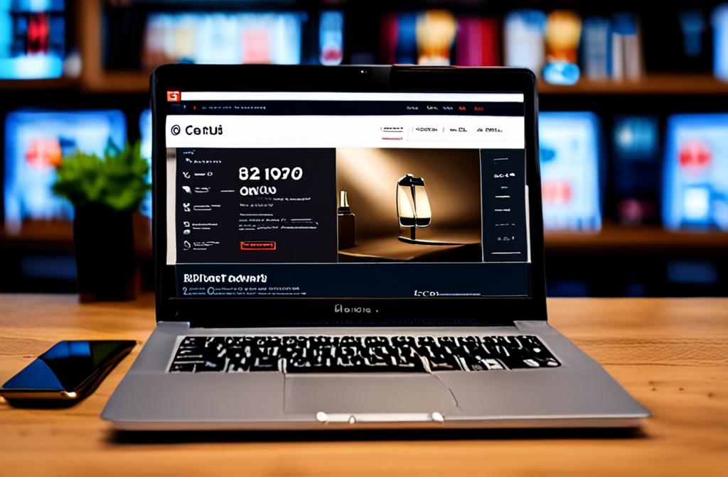 laptop screen showing an ecommerce storefront being built