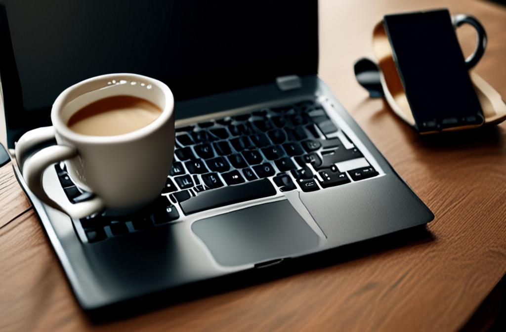 person typing on laptop with coffee mug nearby