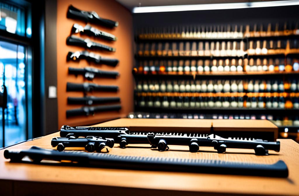 firearms retail counter with display case