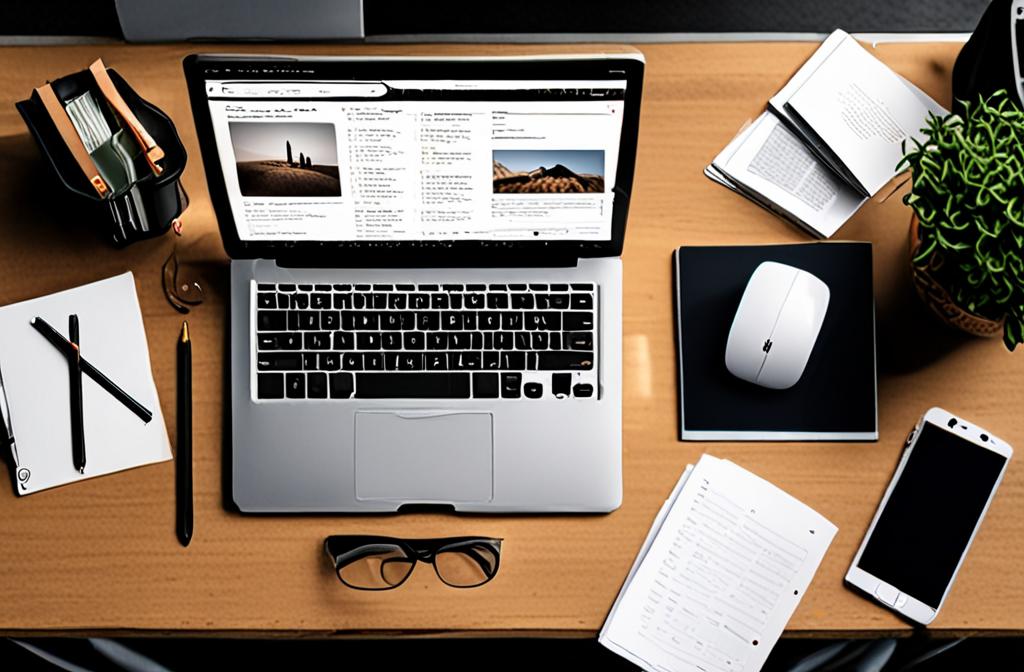 person working on laptop in minimalist workspace
