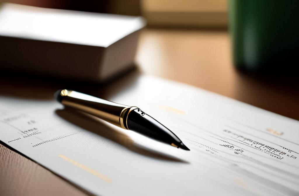 receipt with line items and a pen on a desk