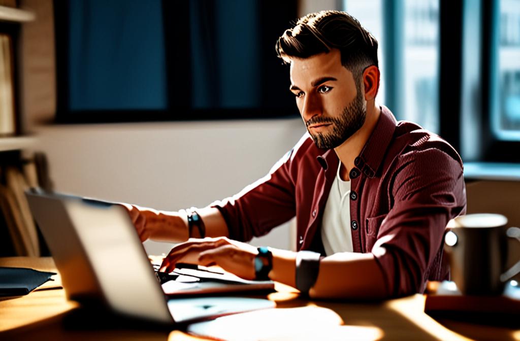 online seller reviewing locked account on laptop at desk